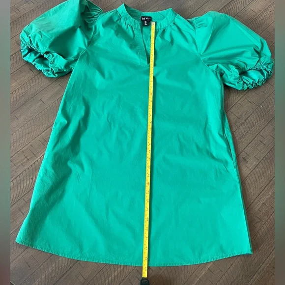 Nicole Miller Vibrant Green Puff Sleeve Mini Dress Size L LIKE NEW - Picture 4 of 7